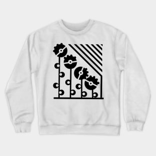 Black Mechanical Flowers - White Crewneck Sweatshirt